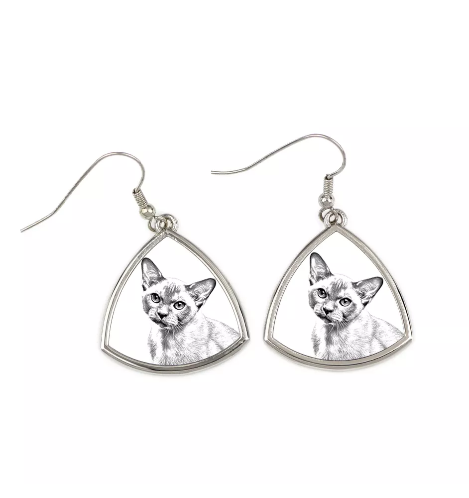 Burma Cat - cat earrings, hanging earrings with a picture, personalized jewelry with Art-Dog brand print.