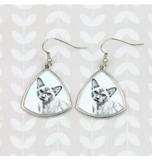 Birmakatze - Katzenohrringe, hängende Ohrringe mit Bild, personalisierter Schmuck mit dem Aufdruck der Marke Art-Dog