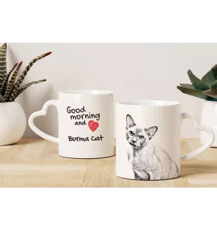 Burma Cat - cat mug, adorable heart-shaped handle mug, universal gift from Art-Dog brand