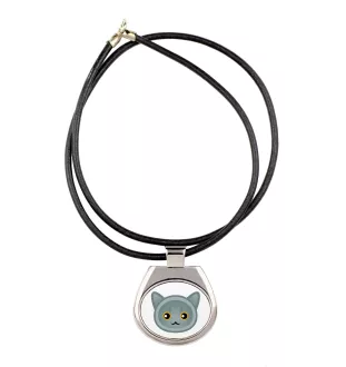 British Shorthair - collier pendentif avec une illustration sur une chaîne en cuir de la marque Art-Dog