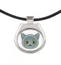 British Shorthair - collier pendentif avec une illustration sur une chaîne en cuir de la marque Art-Dog