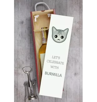 Burmilla - Weinkiste mit Grafik und Aufschrift der Marke Art-Dog