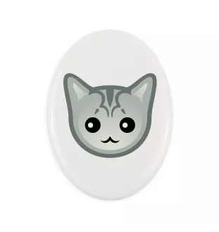 Burmilla - une plaque funéraire en céramique avec une illustration et un texte de la marque Art-Dog