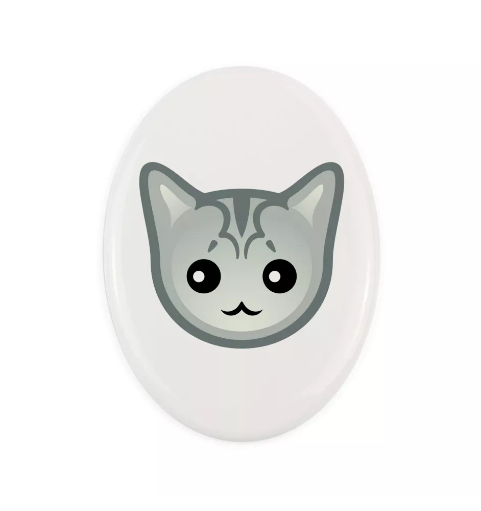 Burmilla - Grabplatte aus Keramik mit Grafik und Schriftzug der Marke Art-Dog