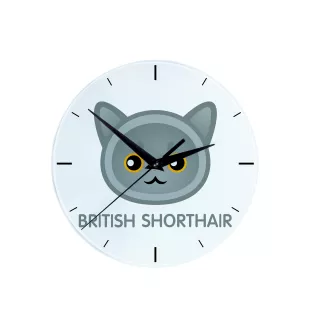 British Shorthair - MDF clock with graphics and the Art-Dog brand name