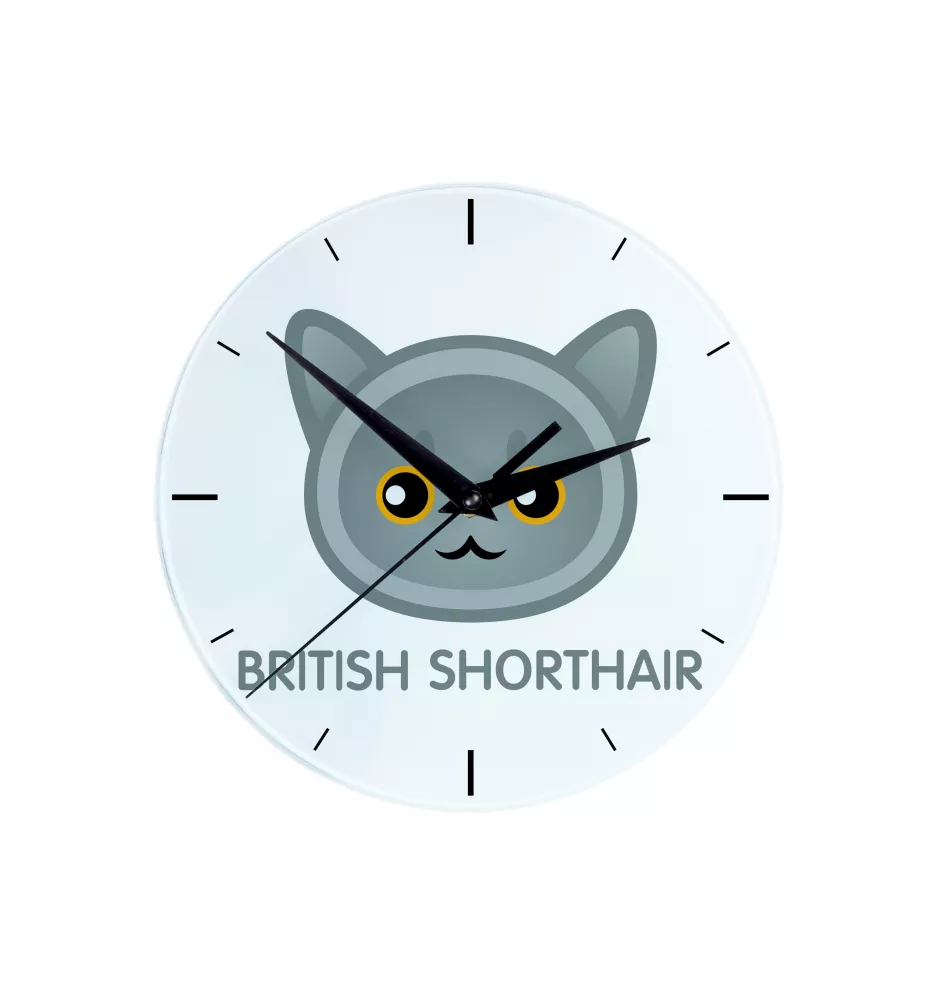 British Shorthair - MDF clock with graphics and the Art-Dog brand name