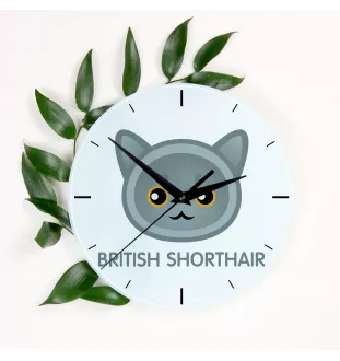 British Shorthair - horloge MDF avec graphisme et logo de la marque Art-Dog