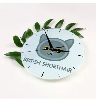 British Shorthair - MDF clock with graphics and the Art-Dog brand name