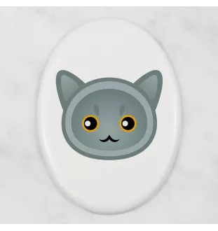 British Shorthair - ceramic tombstone plaque with graphics and inscription by Art-Dog brand