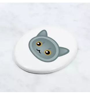 British Shorthair - ceramic tombstone plaque with graphics and inscription by Art-Dog brand