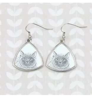 British Shorthair - cat earrings, hanging earrings with a picture, personalized jewelry with Art-Dog brand print.