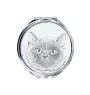 British Shorthair - pocket mirror with a cat, personalized mirror for a purse, compact mirror with Art-Dog brand print