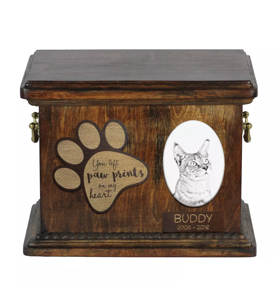 Chausie - urn for cat ashes, urn for cat with photo, personalized cat ashes box by Art-Dog brand