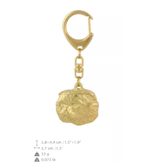 Katze - Vergoldeter Schlüsselanhänger mit Katze, Handtaschenschmuck, Luxus-Accessoire der Marke Art-Dog