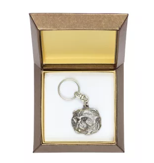 Cat Silver-plated keychain with a cat in a decorative box, handbag ornament, backpack pendant by Art-Dog