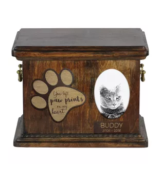 Chartreux - Eine Urne für die Asche einer Katze, eine Urne für eine Katze mit Foto, eine personalisierte Katzenasche-Box der Marke Art-Dog.