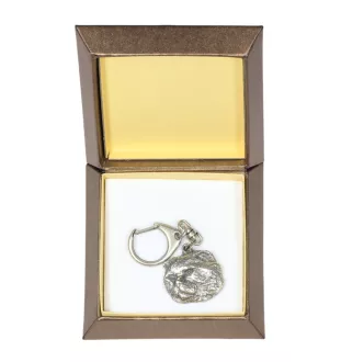 Chat - porte-clés argenté avec un chat dans une boîte cadeau, décoration de sac à main, pendentif pour sac à dos de la marque Art-Dog