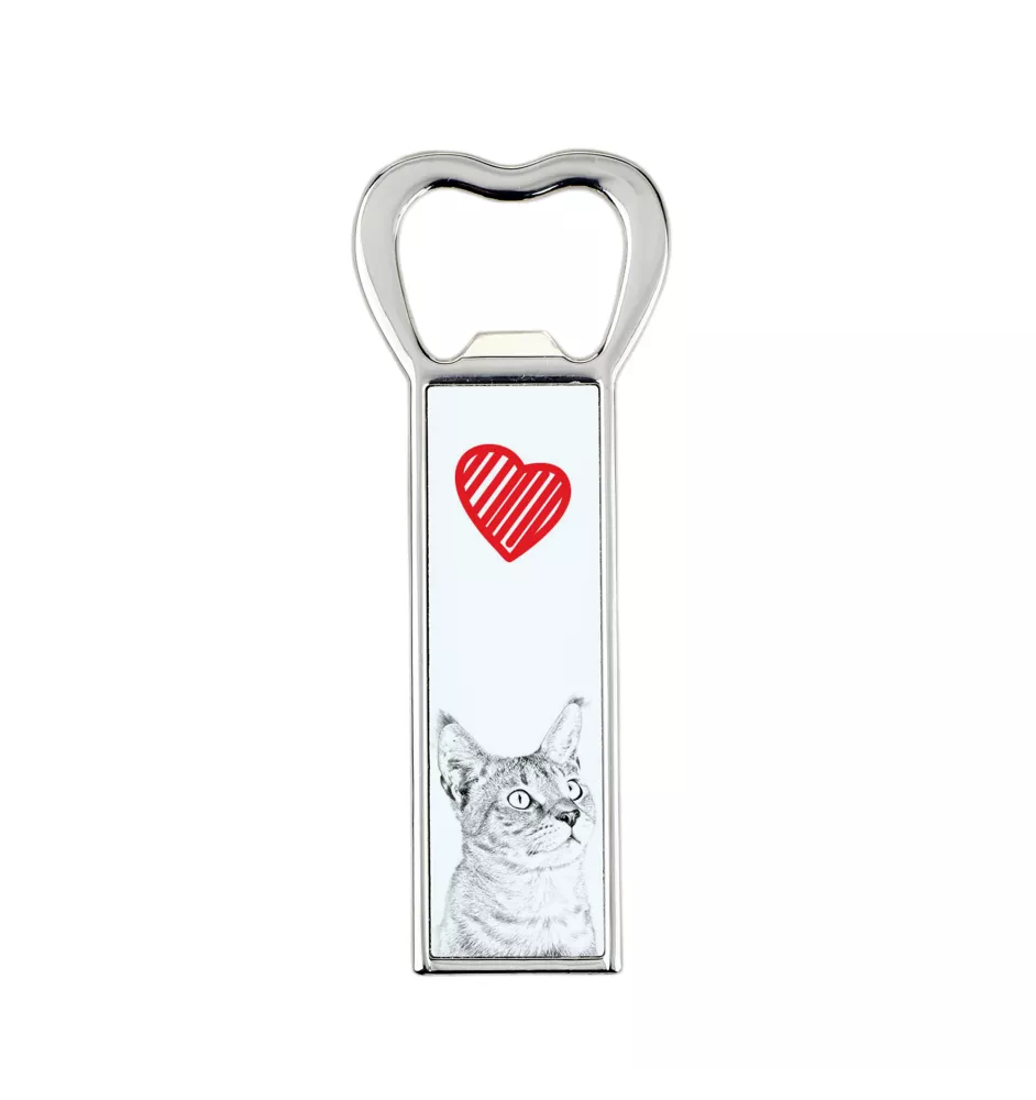 Chausie - bottle opener with a cat, personalized fridge opener, unique gift for men by Art-Dog brand