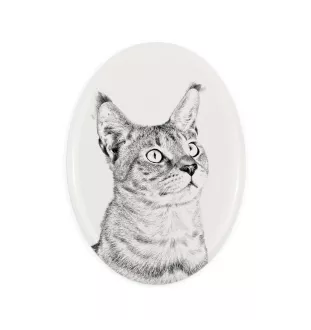 Chausie - Gedenktafel mit einem Foto einer Katze, Grabplatte mit Druck, personalisierte ovale Platte der Marke Art-Dog