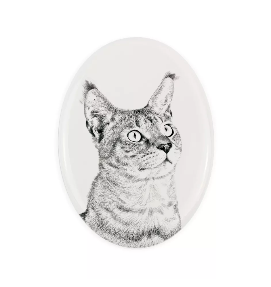 Chausie - une plaque commémorative avec une photo de chat, une plaque funéraire avec une impression, une plaque ovale personnalisée de la marque Art-Dog