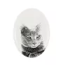 Chartreux - commemorative plaque with a cat photo, tombstone with a print, personalized oval plaque from the Art-Dog brand