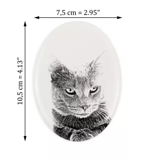 Chartreux - commemorative plaque with a cat photo, tombstone with a print, personalized oval plaque from the Art-Dog brand