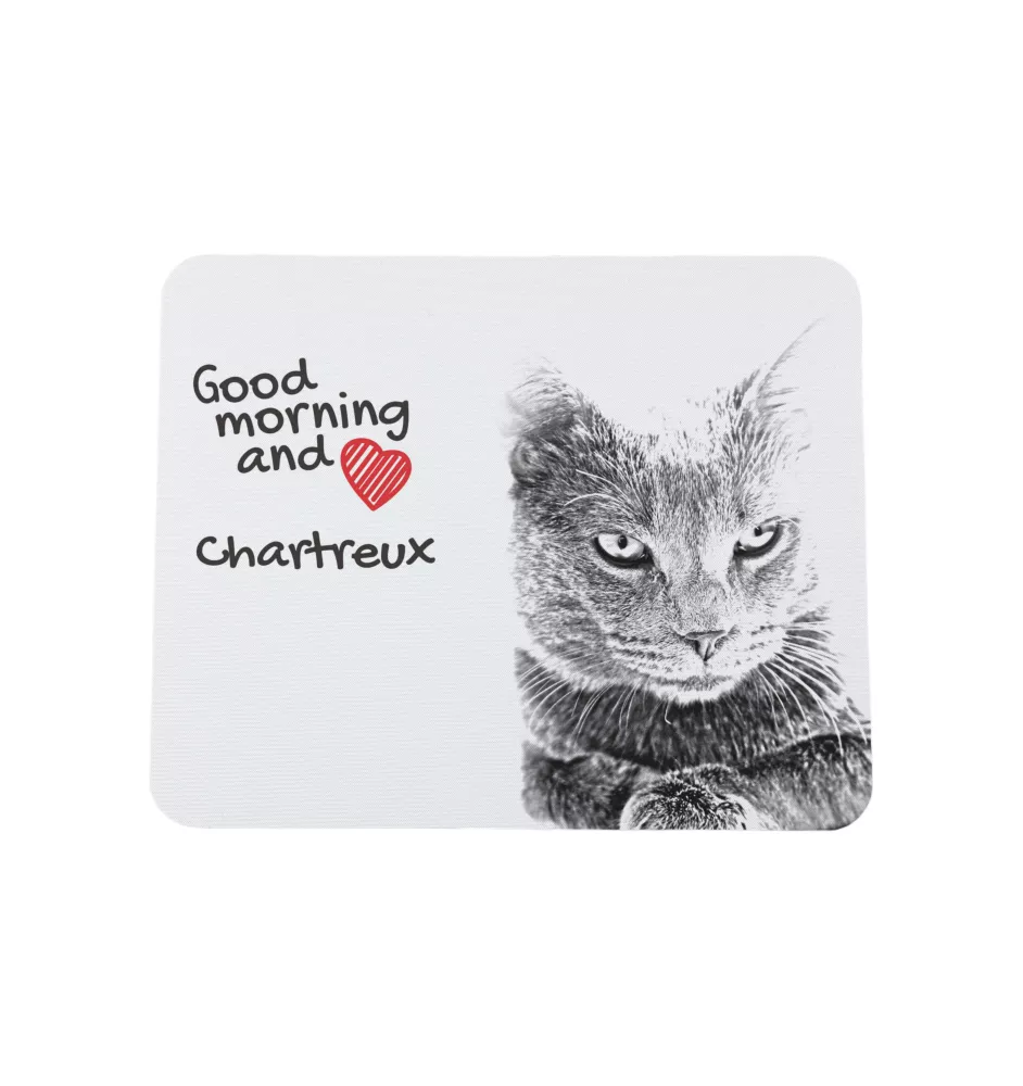 Chartreux - tapis de souris imprimé, tapis de souris personnalisé avec un chat, un gadget unique pour un employé de bureau de la marque Art-Dog