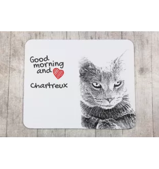 Chartreux - tapis de souris imprimé, tapis de souris personnalisé avec un chat, un gadget unique pour un employé de bureau de la marque Art-Dog