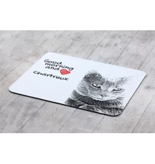 Chartreux - tapis de souris imprimé, tapis de souris personnalisé avec un chat, un gadget unique pour un employé de bureau de la marque Art-Dog