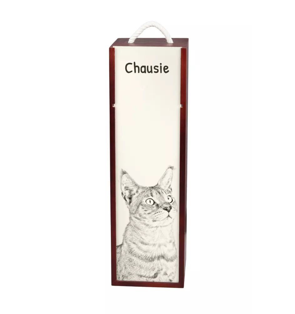 Chausie - Weinbox mit Katze, Alkoholbox mit Grafik, personalisierte Geschenkbox der Marke Art-Dog