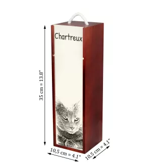 Chartreux - wine box with a cat, alcohol box with graphics, personalized gift box from the Art-Dog brand