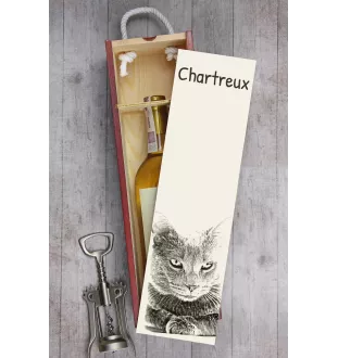Chartreux - wine box with a cat, alcohol box with graphics, personalized gift box from the Art-Dog brand