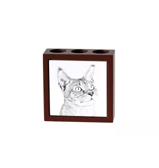 Chausie - pen holder with a cat, desk organizer with a print, personalized desk decoration by Art-Dog brand