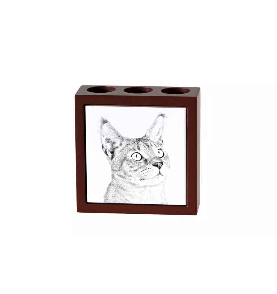 Chausie - Stifthalter mit Katze, Schreibtischorganizer mit Aufdruck, personalisierte Schreibtischdekoration von der Marke Art-Dog