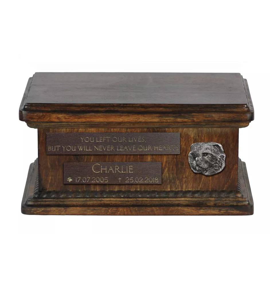 Katze - hölzerne Urne für Katzenasche, personalisierte Urne mit Gravur, kleine Urne für Katzenasche der Marke Art-Dog