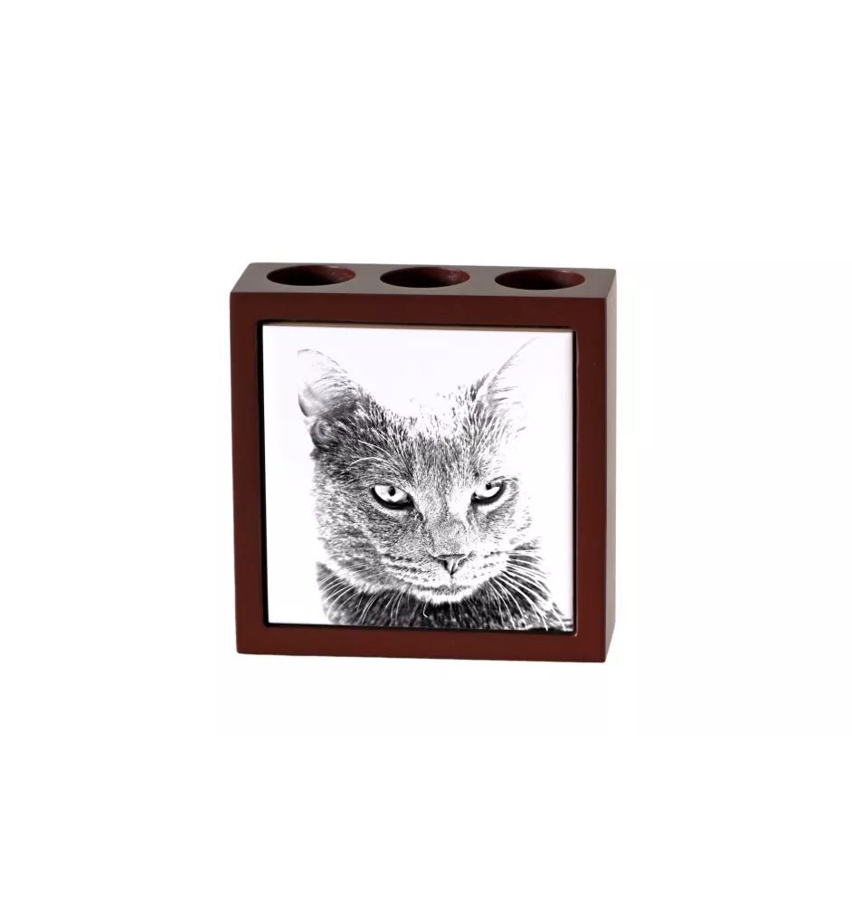 Chartreux - porte-stylo avec un chat, organiseur de bureau avec impression, décoration de bureau personnalisée de la marque Art-Dog