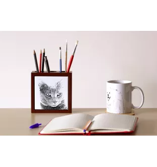 Chartreux - Stifthalter mit Katze, Schreibtischorganizer mit Aufdruck, personalisierte Schreibtischdekoration von der Marke Art-Dog