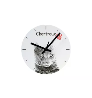 Chartreux - horloge murale avec un chat, horloge de table avec impression, décoration personnalisée de la maison de la marque Art-Dog