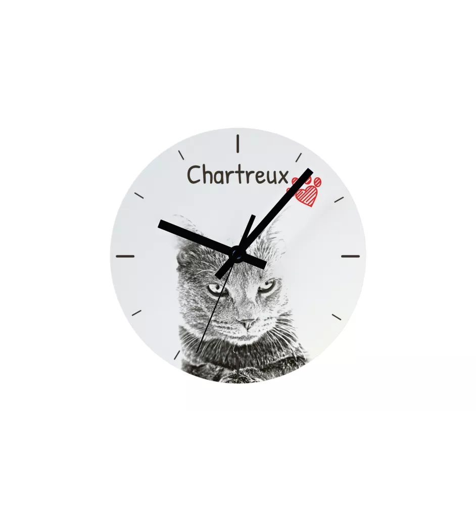 Chartreux - horloge murale avec un chat, horloge de table avec impression, décoration personnalisée de la maison de la marque Art-Dog