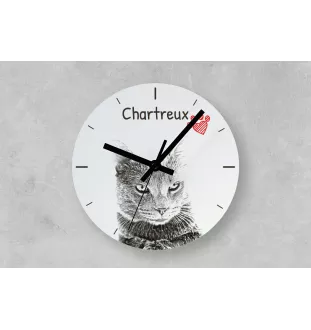 Chartreux - horloge murale avec un chat, horloge de table avec impression, décoration personnalisée de la maison de la marque Art-Dog