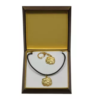 Cat - keychain and necklace with a cat in a box, high-quality gold-plated product, Art-Dog brand