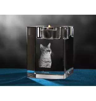 Chausie - Candle holder with cat photo, crystal tealight holder, personalised gift by Art-Dog brand