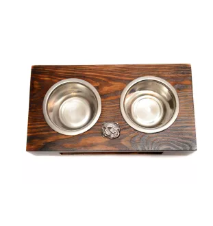 Cat - wooden stand with bowls for a dog, steel dog bowls, a gift for adopting a dog from the Art-Dog brand