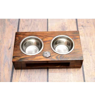 Katze - Holzständer mit Näpfen für Hunde, Edelstahlnäpfe, Geschenk zur Adoption eines Hundes von der Marke Art-Dog