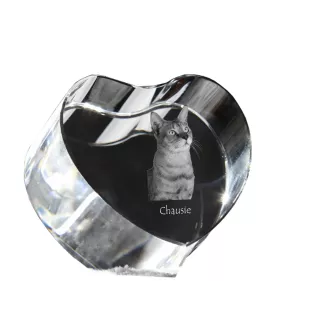 Chausie - Kristalluhr mit Katzenbild, Herzregal-Uhr, personalisierte Standuhr von Art-Dog.