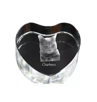 Chartreux - Kristalluhr mit Katzenbild, Herzregal-Uhr, personalisierte Standuhr von Art-Dog.