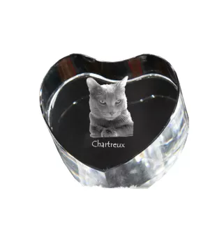 Chartreux - Kristalluhr mit Katzenbild, Herzregal-Uhr, personalisierte Standuhr von Art-Dog.