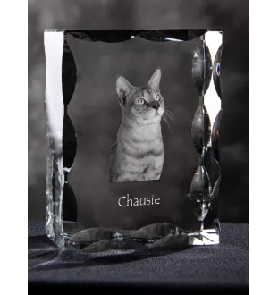 Chausie - Kristall mit Katzenbild, Glasstatuette mit Bild, einzigartiger Bilderrahmen der Marke Art-Dog
