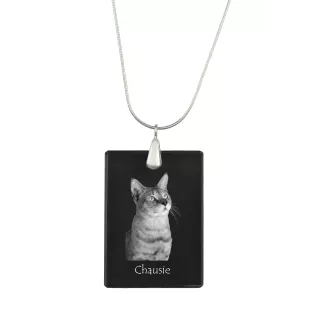 Chausie - Crystal pendant with cat, silver necklace with photo, personalised pendant by Art-Dog brand