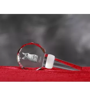 Chausie - Crystal bottle stopper with cat, unique wine stopper with photo, personalised gift for sommelier by Art-Dog brand